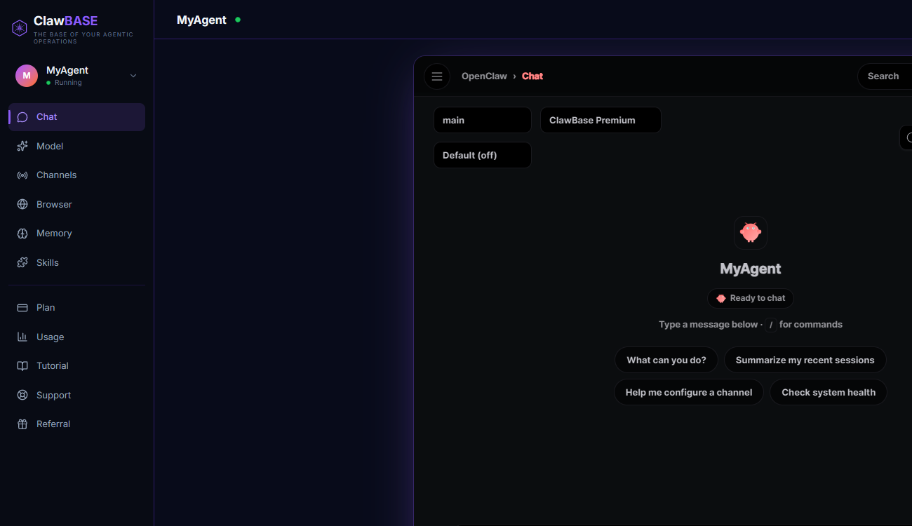 The ClawBase dashboard — what you are looking at